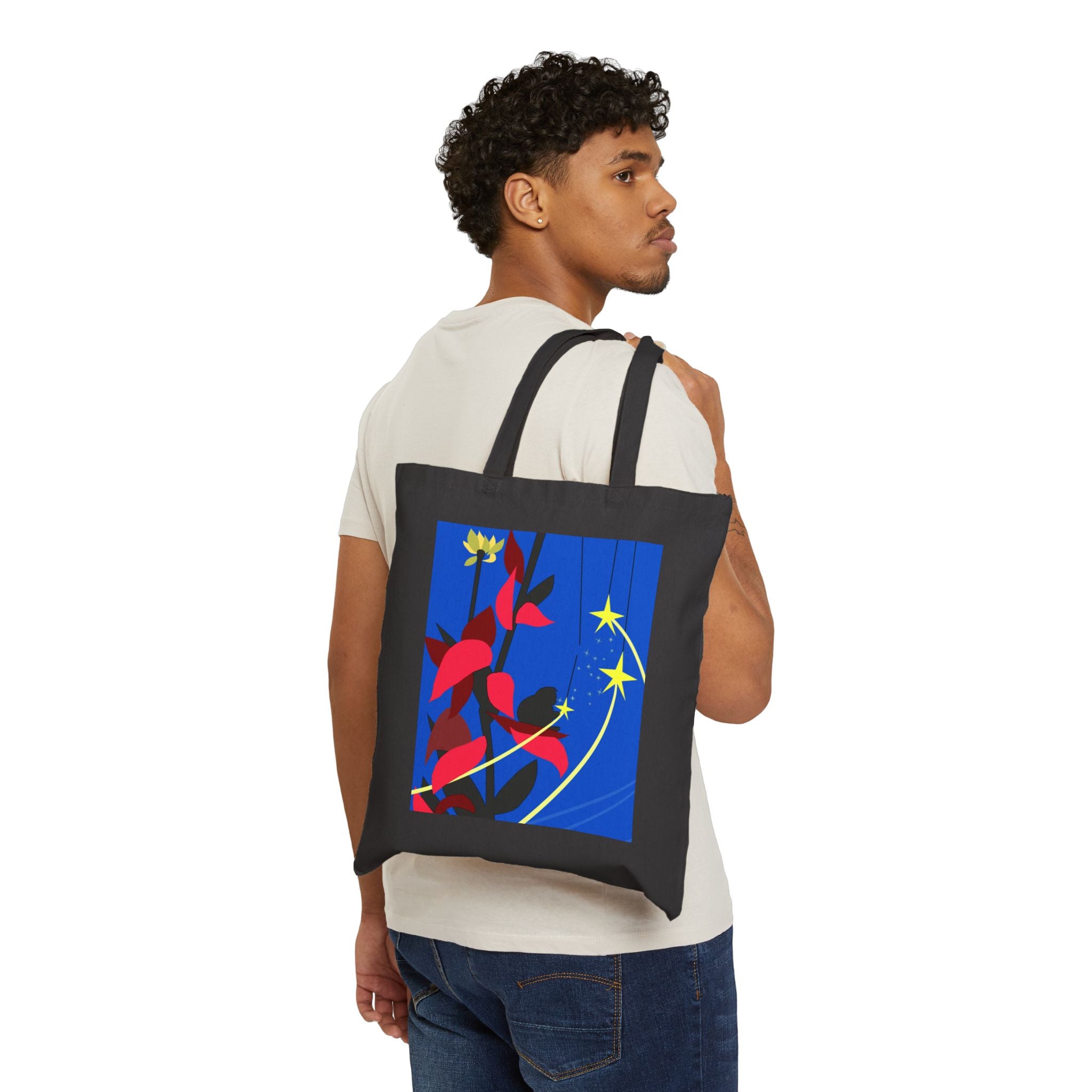 Cotton Canvas Tote Bag - Catching Stars